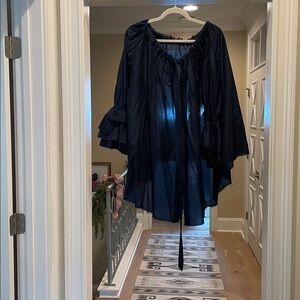 Lorena Lang navy silk poet blouse